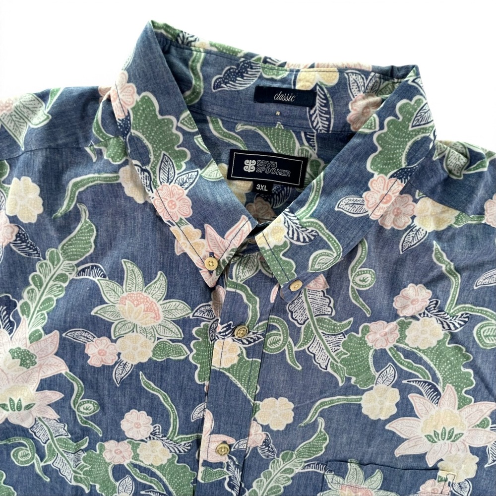 Vintage Reyn Spooner Mens 3XL Hawaiian Shirt Reverse Print Floral Aloha Cotton